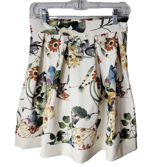 Chic & Pop Skirt Women's Medium Floral Preppy Bridal Shower Wedding Ivory Green - Picture 1 of 10